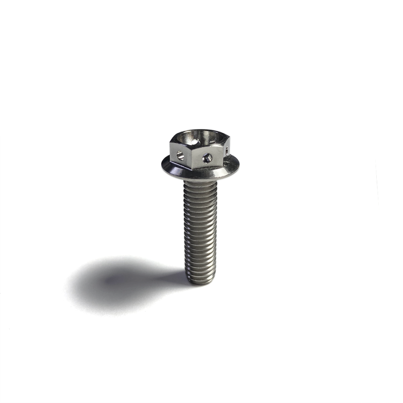 Ticon Industries Titanium Bolt Flanged M8x15x1.25TP 12mm 6pt Head Drilled 126-00514-0515