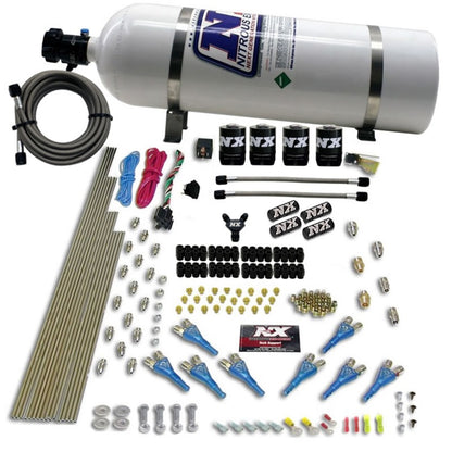 Nitrous Express 8 Cyl Shark Direct Port 4 Solenoids Nitrous Kit (200-600HP) w/15lb Bottle 90006-15 90006-15 Photo - Primary