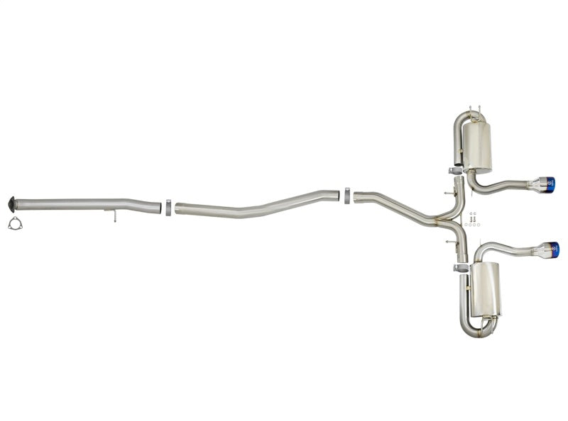 aFe Takeda 3 IN 304 Stainless Steel Cat-Back Exhaust System w/ Blue Flame 49-36621-L Photo - Unmounted