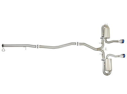 aFe Takeda 3 IN 304 Stainless Steel Cat-Back Exhaust System w/ Blue Flame 49-36621-L Photo - Unmounted