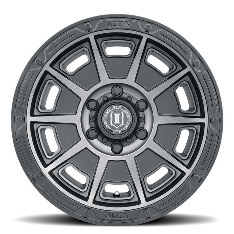 ICON Victory 17x8.5 5x4.5 0mm Offset 4.75in BS Smoked Satin Black Tint Wheel 3017856547SSBT 3017856547SSBT Photo - Close Up