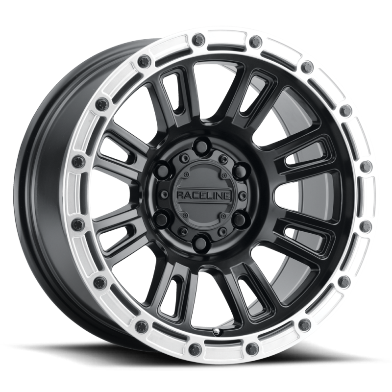 Raceline 956BS Compass 17x8.5in / 6x135 BP / 0mm Offset / 87.1mm Bore - Black & Silver Lip Wheel 956BS-78565-00 956BS-78565-00 Photo - Primary