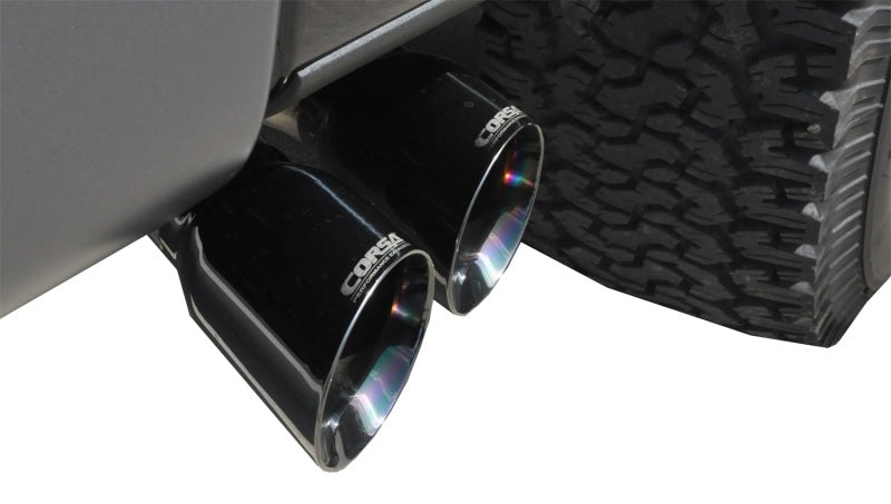 Corsa Performance 11-14 Ford F-150 Raptor 6.2L V8 133in Wheelbase Black Xtreme Cat-Back 14759BLK Photo - Mounted