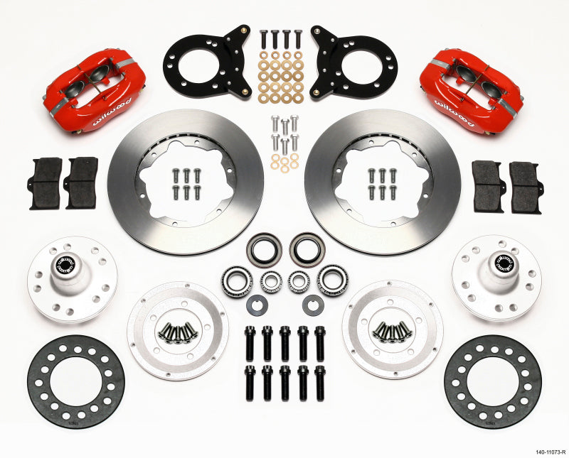 Wilwood Forged Dynalite Front Kit 11.00in Red 1970-1973 Mustang Disc & Drum Spindle 140-11073-R 140-11073-R Photo - Primary