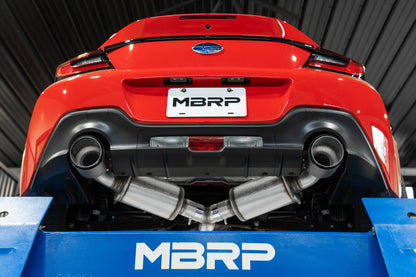 MBRP 13-22 Subaru BRZ 2.0L/ 2.4L 3in Dual Split Rear Cat Back w/Burnt End Tips- T304 S48043BE S48043BE Photo - Mounted