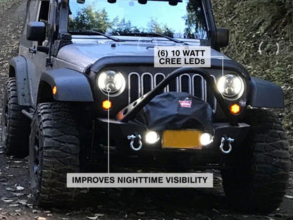 Raxiom 97-18 Jeep Wrangler TJ & JK 6-LED Headlights w/ Partial Halo- Blk Housing (Clear Lens) J135442 J135442 Photo - Close Up