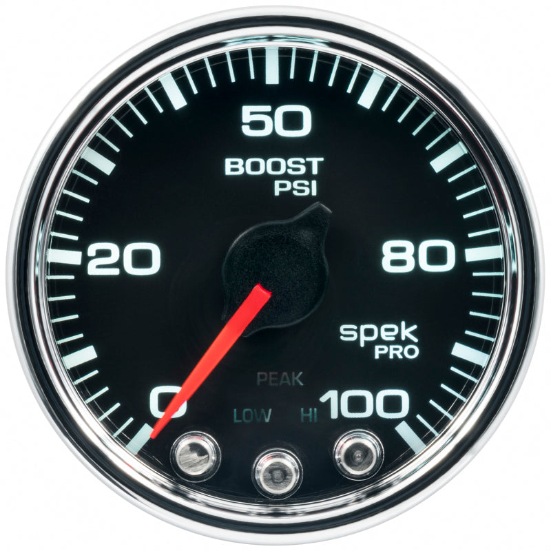 Autometer Spek-Pro Gauge Boost 2 1/16in 100psi Stepper Motor W/Peak & Warn Blk/Chrm P30531 P30531 User 1