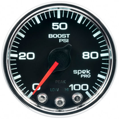 Autometer Spek-Pro Gauge Boost 2 1/16in 100psi Stepper Motor W/Peak & Warn Blk/Chrm P30531 P30531 User 1
