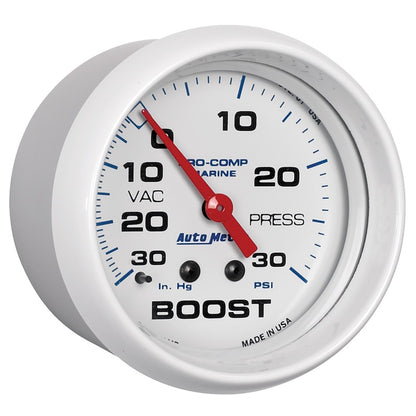 Autometer Marine White Series; Vacuum/Boost Gauge; Mechanical 200775 User 3
