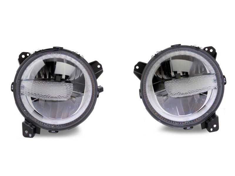 Raxiom 18-23 Jeep Wrangler JL Axial Series 9-In LED Headlights- Blk Housing (Clear Lens) J164371