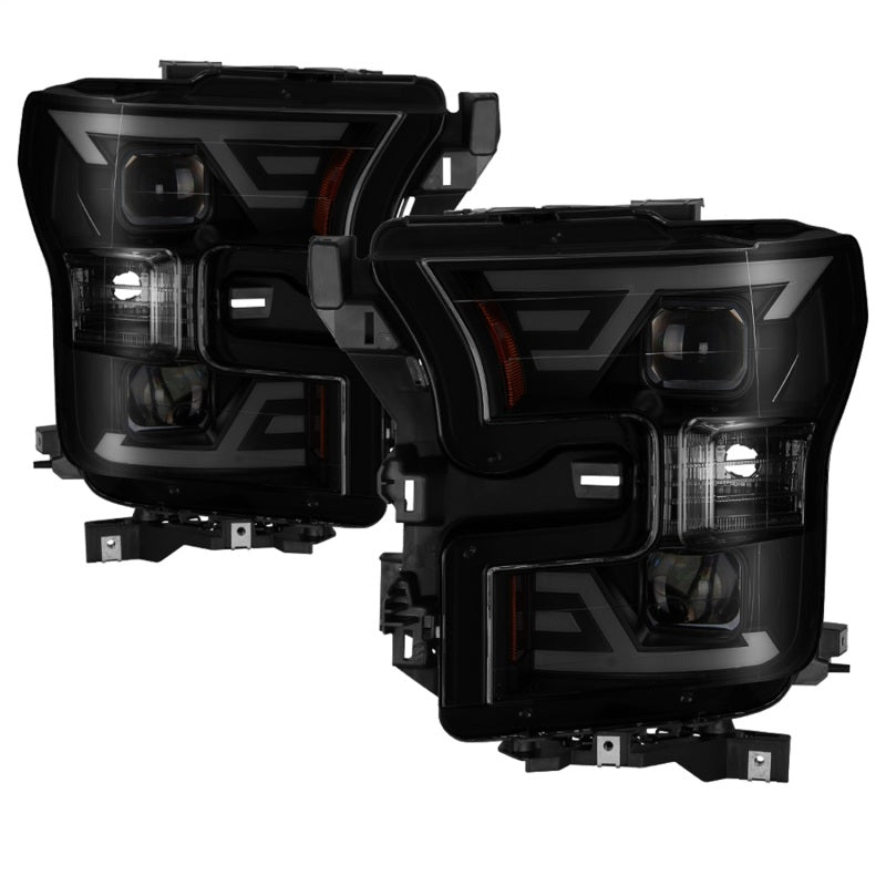 SPYDER xTune 15-17 Ford F-150 DRL LED Light Bar Projector Headlights - Black Smoke (PRO-JH-FF15015-LB-BSM) 9042942 9042942 Photo - Primary