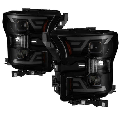 SPYDER xTune 15-17 Ford F-150 DRL LED Light Bar Projector Headlights - Black Smoke (PRO-JH-FF15015-LB-BSM) 9042942 9042942 Photo - Primary