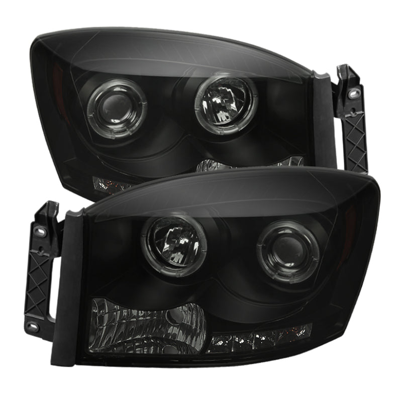 Spyder Dodge Ram 1500 06-08 06-09 Projector Headlights LED Halo LED Blk Smke PRO-YD-DR06-HL-BSM 5078391 5078391 Photo - Primary