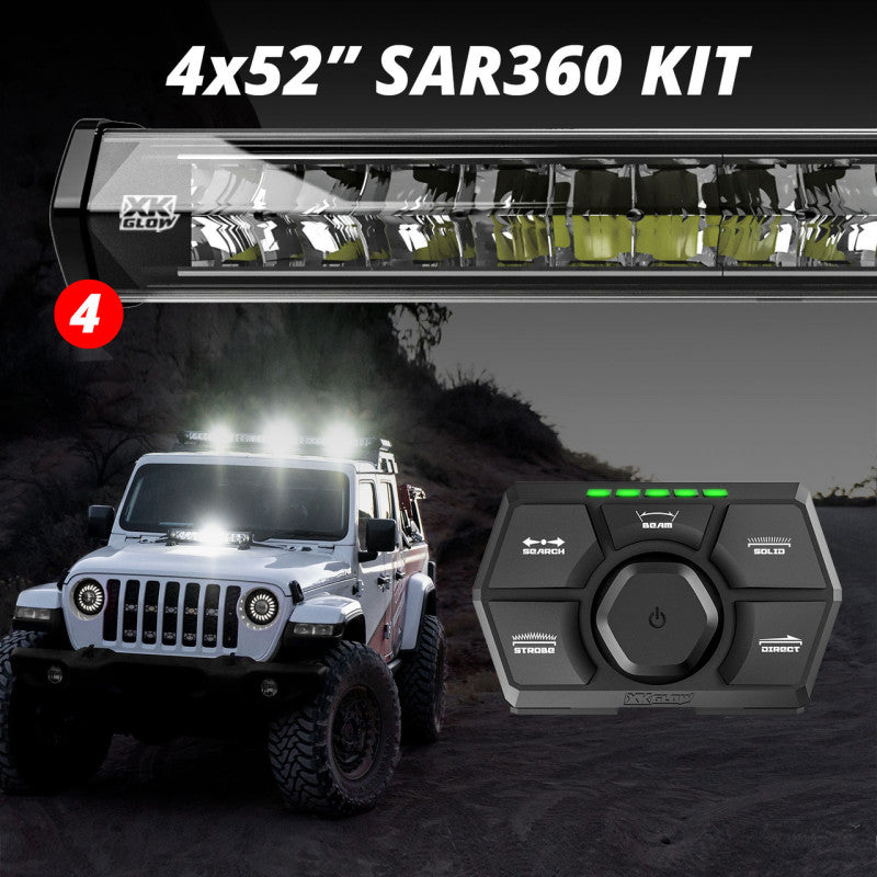 XKGLOW XK Glow SAR360 Light Bar Kit Emergency Search and Rescue Light System (4) 52In XK-SAR360-3333