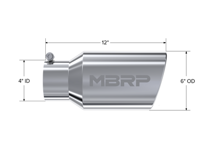 MBRP Tip 6in O.D. Angled Roll ed End  4in inlet MBRT5073 T5073 Photo - Close Up