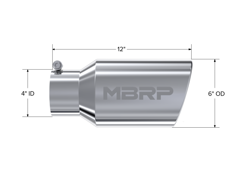 MBRP Tip 6in O.D. Angled Roll ed End  4in inlet MBRT5073 T5073 Photo - Close Up