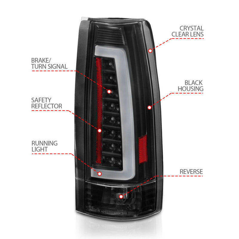 ANZO 1999-2000 Cadillac Escalade LED Taillights Black Housing Clear Lens Pair 311344 311344 Photo - Unmounted