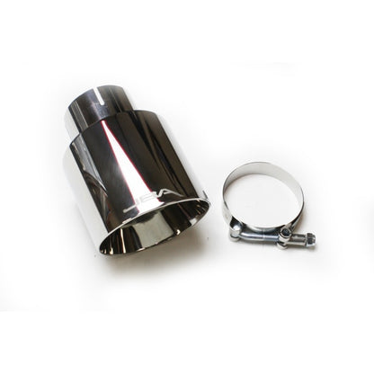 JBA 2.5in x 4in x 5-3/4in Double Wall Polished Chrome Tip - Clamp On 12-08257 12-08257 Photo - Primary