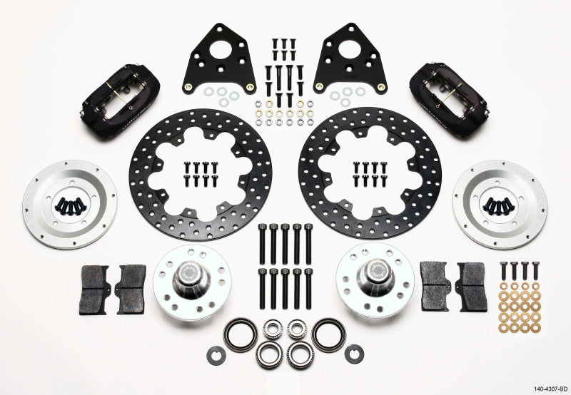 Wilwood Forged Dynalite Front Drag Kit Drilled Rotor 1965-1969 Mustang Disc & Drum Spindle 140-4307-BD 140-4307-BD Photo - Primary