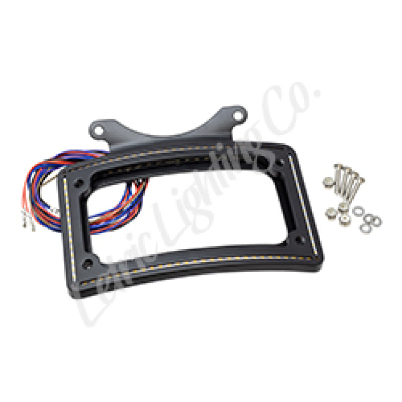 Letric Lighting 10-13 Road Glide Perfect Plate Light Black Curved License Plate Frame LLC-CPPL-B3