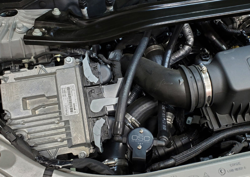 J&L 2020-2023 Ford Explorer 3.0L EcoBoost Oil Separator 3.0 Passenger Side - Black Anodized 3052P-B 3052P-B Photo - Mounted