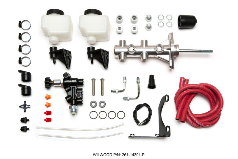 Wilwood Remote Tandem M/C - 1.12in Bore - w/Bracket and Valve (Pushrod) - Polish 261-14391-P 261-14391-P User 1