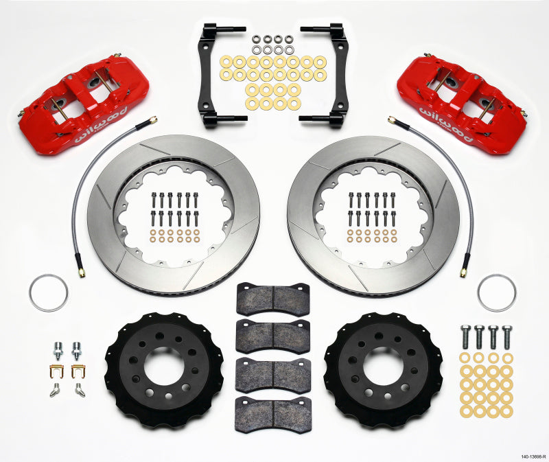Wilwood AERO4 Rear Kit 14.25in Red 2014-Up Corvette C7 w/Lines 140-13698-R 140-13698-R Photo - Primary