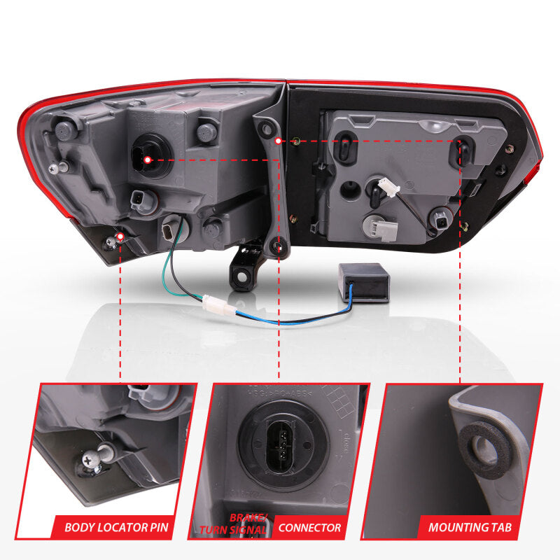 Anzo 2014-2016 Jeep Grand Cherokee LED Taillights Red/Smoke 311269 Photo - Unmounted