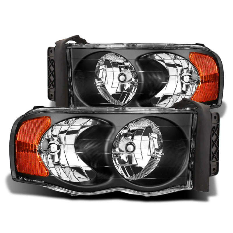 Raxiom 02-05 Dodge RAM 1500 Crystal Headlights- Black Housing (Clear Lens) R110143