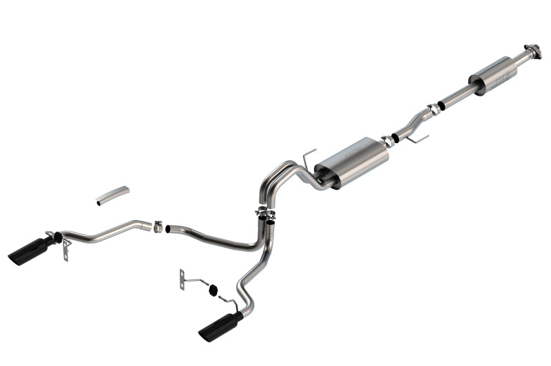 Borla F-150 2021 5.0L 4dr CC SB EC STB Lariat/KR/Pltm/LTD 3/2.25 SRE Cat-Back Touring Black CHR Tips 140865BC 140865BC Photo - Primary