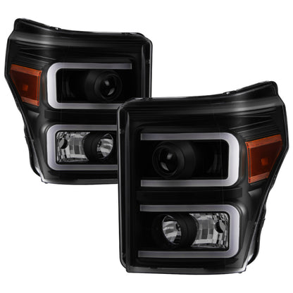SPYDER Xtune Ford Super Duty 11-16 Projector Headlights Light Bar Drl Black Smoked PRO-JH-FS11-LBBRL-BSM 9034930 9034930 Photo - Primary