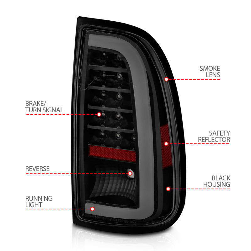 ANZO 00-06 Toyota Tundra LED Taillights w/ Light Bar Black Housing Smoke Lens 311412 311412 Photo - Unmounted