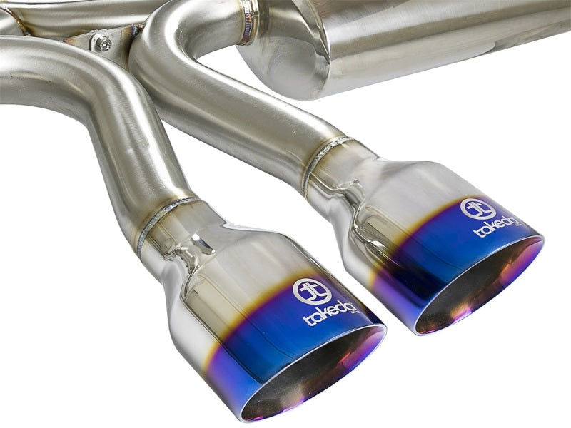 aFe Takeda 3in 304 Stainless Steel Cat-Back Exhaust System w/ Dual Center 49-36618-L Photo - Unmounted