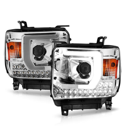 ANZO 14-15 GMC Sierra 1500/2500HD/3500HD Plank Style Projector Headlight - Chrome Housing 111553 111553 Photo - Unmounted