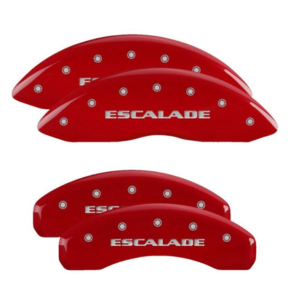 MGP 4 Caliper Covers Engraved Front & Rear 2021 Escalade Red finish silver ch 35029SESCRD 35029SESCRD User 1