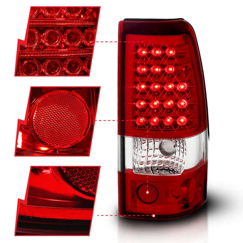 Anzo 2003-2006 Chevrolet Silverado 1500 LED Taillights Red/Clear 311007 Photo - Unmounted
