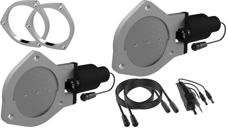 QTP 4in Bolt-On QTEC Dual Electric Cutout Valves w/Flanges - Pair QTEC80F QTEC80F Photo - Primary