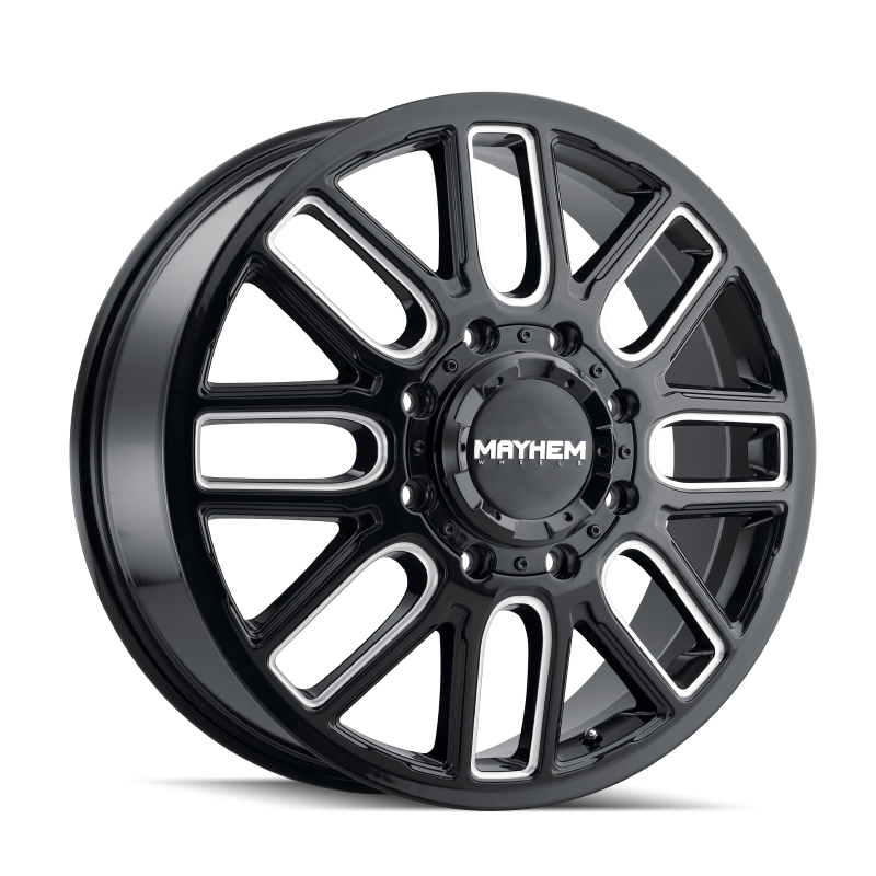Mayhem 8107D Cogent Dually 22x8.25 / 8x200 BP / 115mm Offset / 142mm Hub Black w/Milled Spokes Wheel 8107D-22877BMF115 8107D-22877BMF115 Photo - Primary
