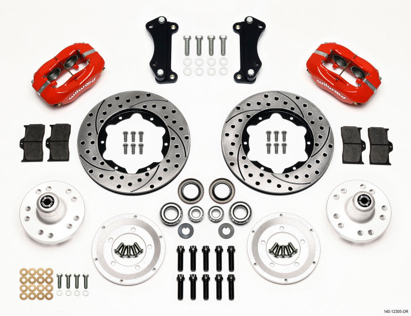 Wilwood Forged Dynalite Front Kit 11.00in Drill-Red Heidts Tri -5 2 inch Drop Spindle 140-12305-DR 140-12305-DR Photo - Primary
