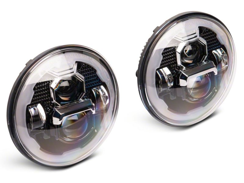 Raxiom 07-18 Jeep Wrangler JK Axial 7-In LED Headlights w/ DRL Turn Signals- Blk Housing (Clear) J173078 J173078 Photo - Close Up