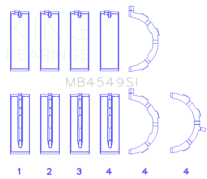 King Engine Bearings Ford Ecoboost 3.5L V6 (Size +0.50mm) Main Bearing Set MB4549SI0.5 MB4549SI0.5 Photo - Primary