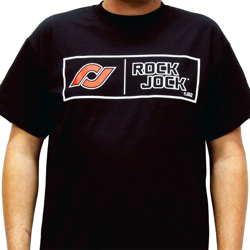 RockJock T-Shirt w/ Rectangle Logo Black Youth Medium Print on the Front RJ-711001-YM