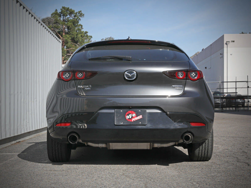 aFe 19-22 Mazda 3 L4 2.5L Takeda 3in to 2-1/2in 304 SS Axle-Back Exhaust w/ Carbon Fiber Tip 49-37023-C 49-37023-C Photo - Mounted