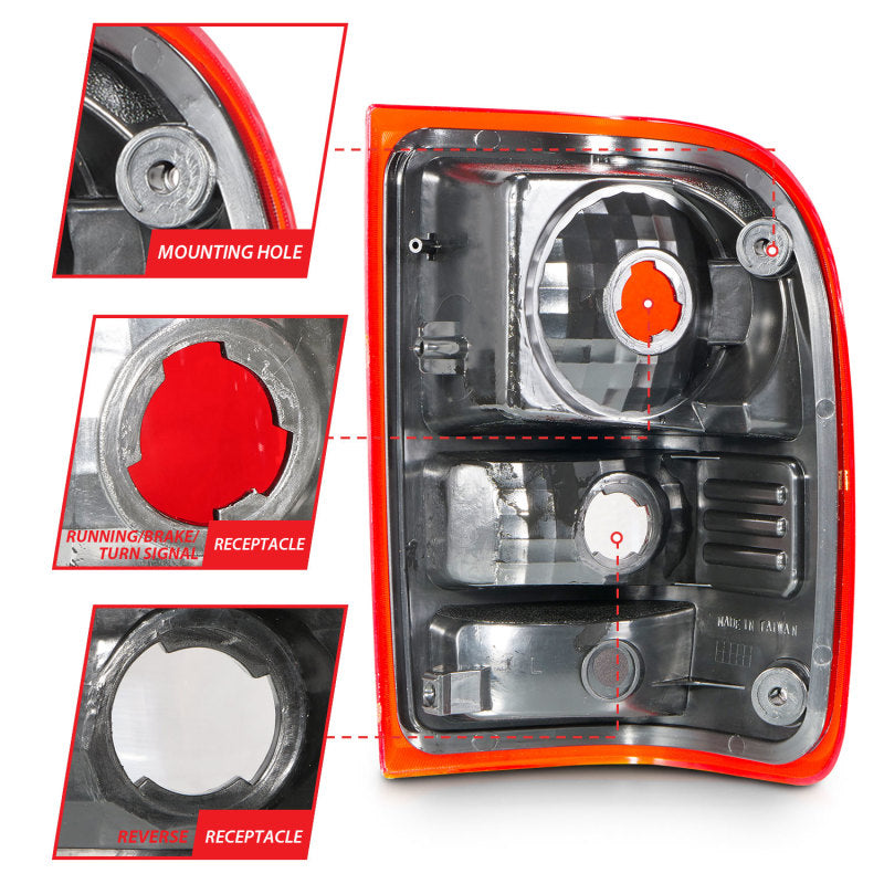ANZO 2001-2011 Ford Ranger Taillights w/ Red/Clear Lens (OE Replacement) Pair 211182 211182 Photo - Unmounted