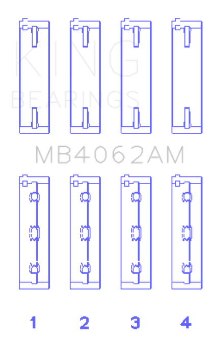 King Engine Bearings King Honda / Acura C32A1/C32A6/C35A1 Crankshaft Main Bearing Set (Set of 4) MB4062AM MB4062AM Photo - Primary