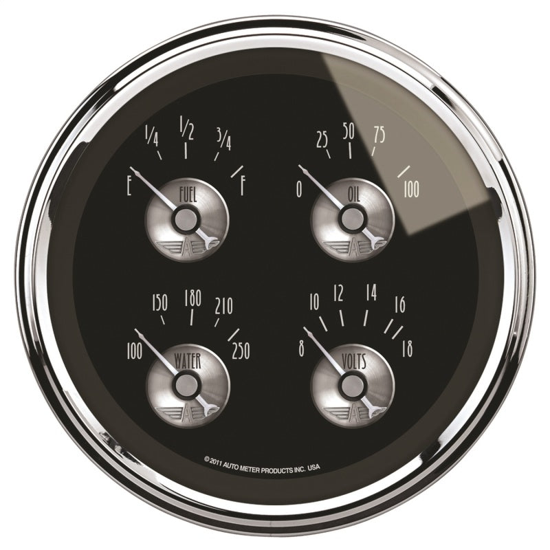 Autometer Prestige Series Black Diamond 5 Gauge Quad 5in Oil Pres/Fuel Level/Water Temp/Volts 2011 2011 Photo - Primary