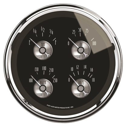 Autometer Prestige Series Black Diamond 5 Gauge Quad 5in Oil Pres/Fuel Level/Water Temp/Volts 2011 2011 Photo - Primary