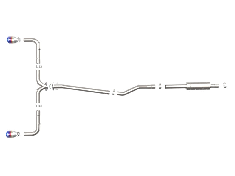 aFe Takeda 2-1/2in 304 SS Cat-Back Exhaust w/ Blue Flame Tips 14-18 Mazda 3 L4 2.0L/2.5L 49-37015-L 49-37015-L Photo - Unmounted