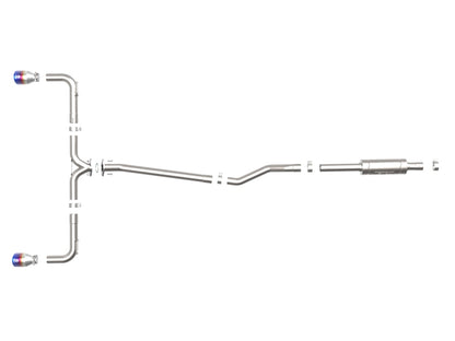 aFe Takeda 2-1/2in 304 SS Cat-Back Exhaust w/ Blue Flame Tips 14-18 Mazda 3 L4 2.0L/2.5L 49-37015-L 49-37015-L Photo - Unmounted