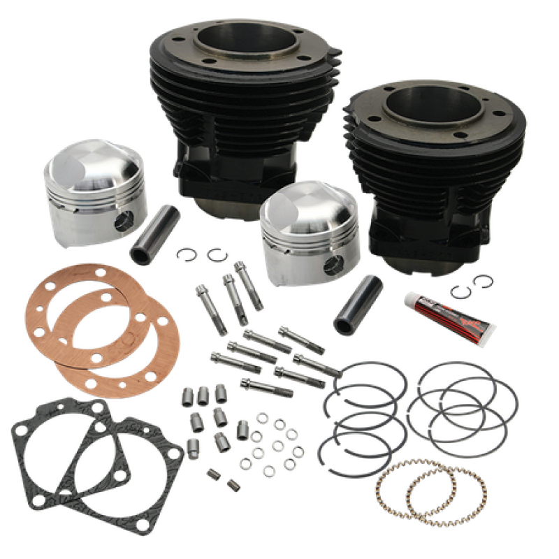 S&S Cycle 66-84 BT 3-31/32in Stroke 3-7/16in Bore 8.0 To 1 Compression Cylinder Kit - Gloss Black 91-9013